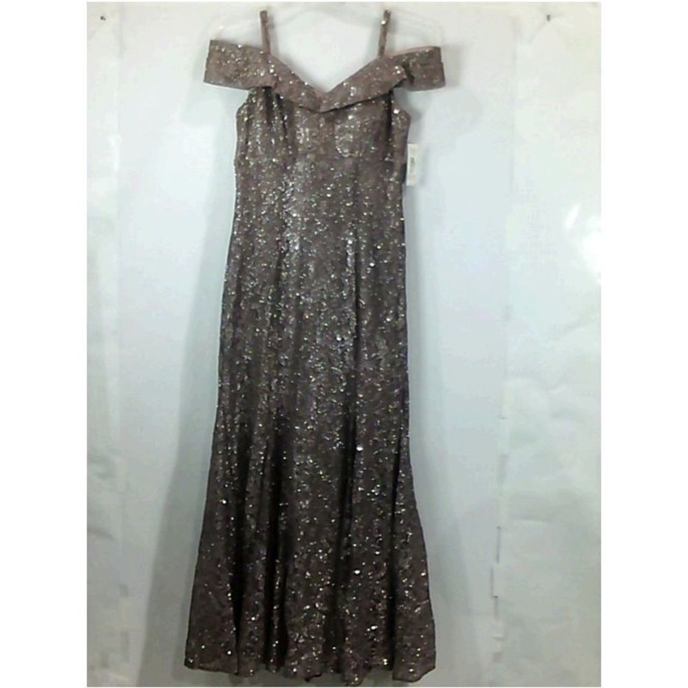 R M Richards Womens 2047 Regular Cap Sleeve Night Out Dress, Mocha, Size 6